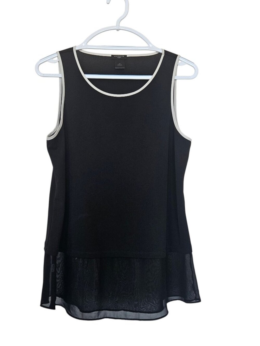 Ann Taylor Sleeveless top layered chiffon hemline Petite Medium